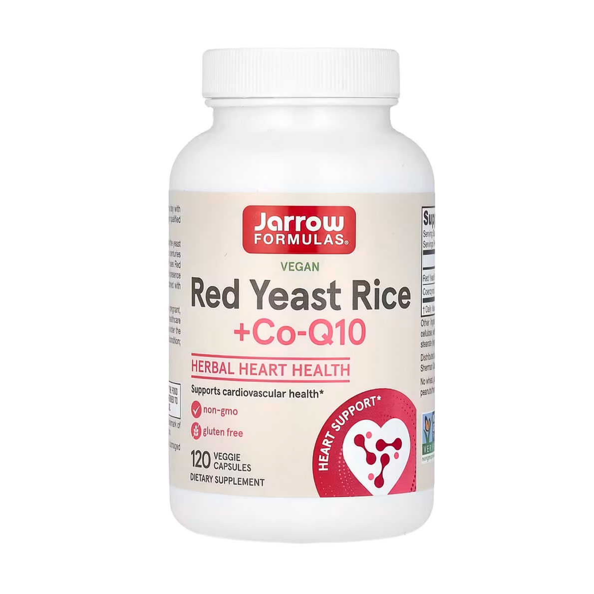 Червоний дріжджовий рис та коензим Q10 Jarrow Formulas Red Yeast Rice + Co-Q10, 120 вегетаріанських капсул